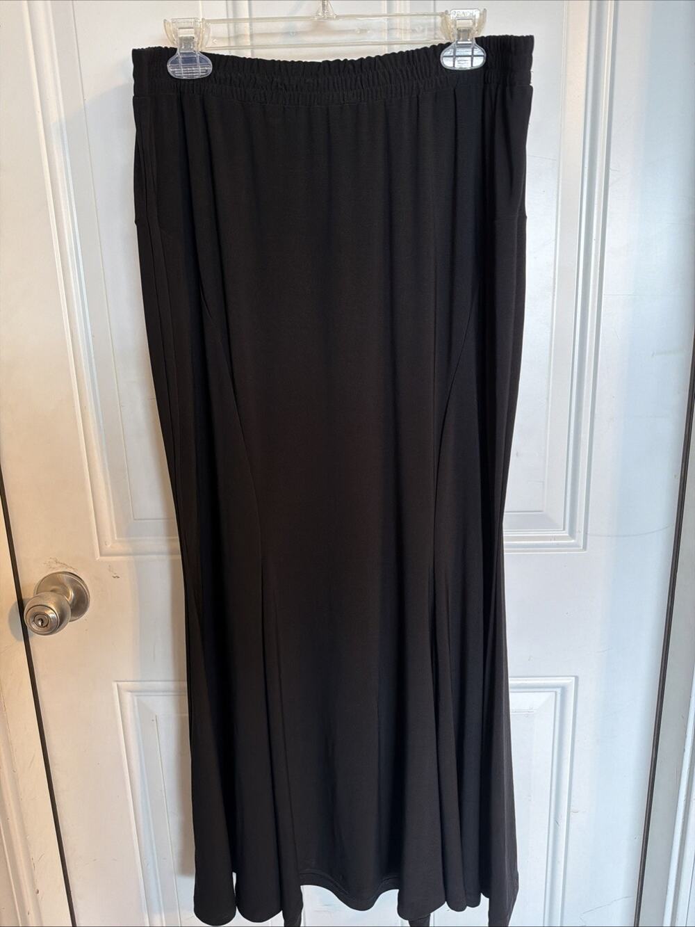 ND New Directions Elastic Waist Maxi Skirt Pockets Black Size 1X - Picture 1 of 7